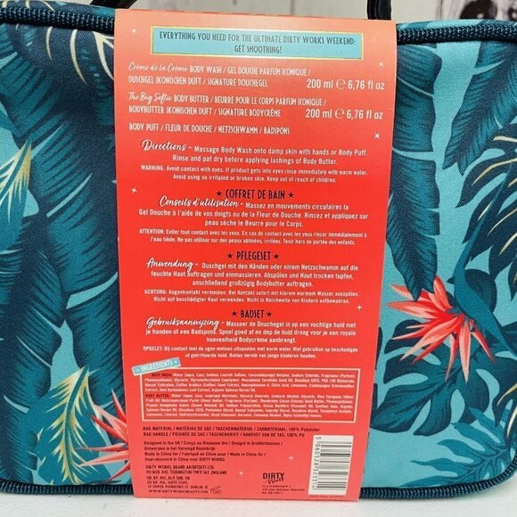 Dirty Works Hello Weekend Pamper Bag Set Body Wash Butter & Puff + Bath Salts - Picture 4 of 5